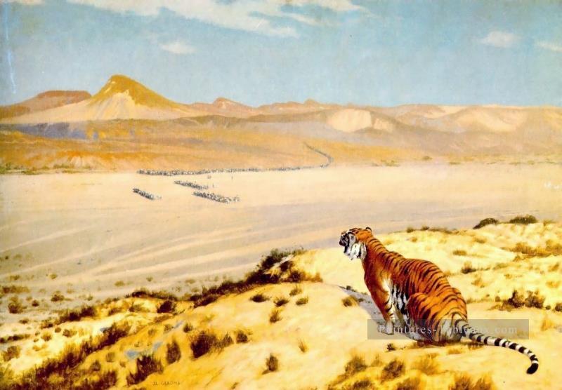 Tigre à l’affût2 Arabe Jean Léon Gérôme Peintures à l'huile